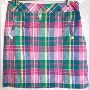 Talbot’s Madras Plaid Linen Blend Lined Skirt